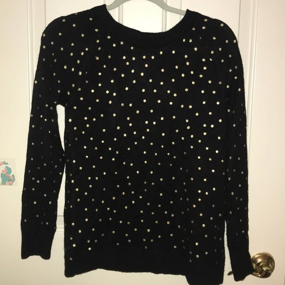 Loft black & gold polkadot sweater cutout small - Picture 3 of 9